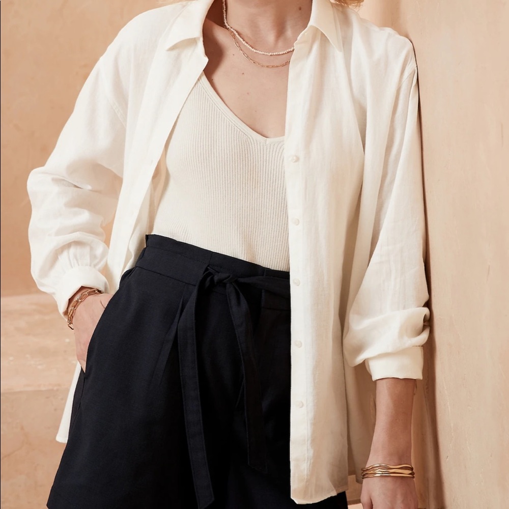 Linen Blend Oversized Shirt